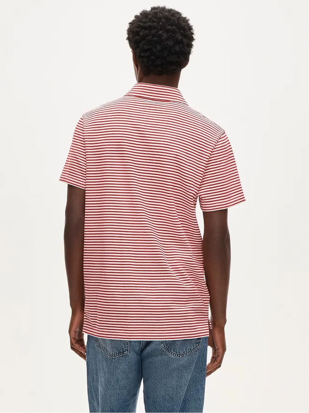 J. CREW Sueded cotton polo shirt in stripe Red Size S NWD $59.50 BW382